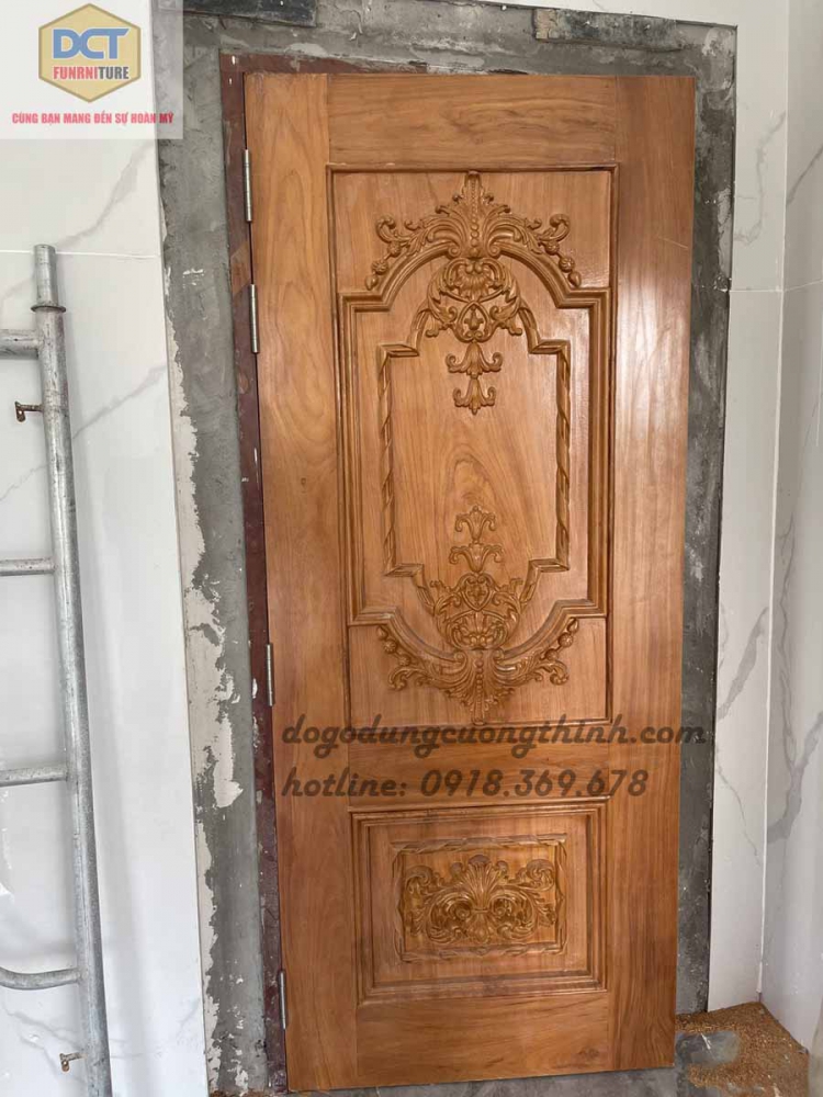 Bộ cửa phòng tân cổ điển gỗ gõ đỏ cao cấp cp47gd
